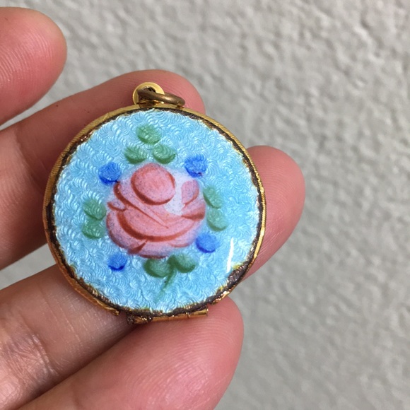 🖤Vtg cloisonné locket pendant - Picture 11 of 14